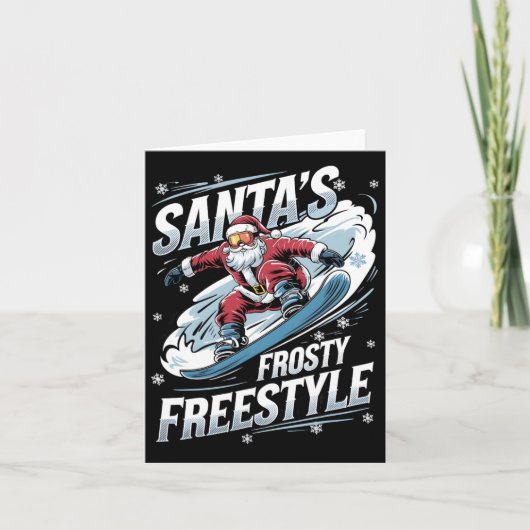 クリスマススノーボーディングサンタスノーボーダーサンタス カード (正面)