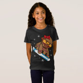 クリスマススノーボードジンジャーブレッドの女の子 Tシャツ (正面フル)