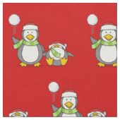 クリスマススノーボールペンギンのパターン ファブリック (クローズアップ)