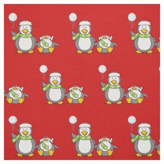 クリスマススノーボールペンギンのパターン ファブリック (見本)