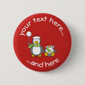 クリスマススノーボールペンギンボタン 缶バッジ (正面)