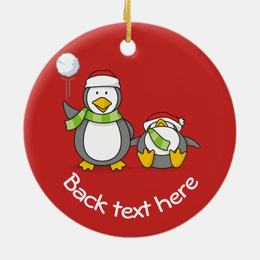 クリスマススノーボールペンギン セラミックオーナメント (裏面)