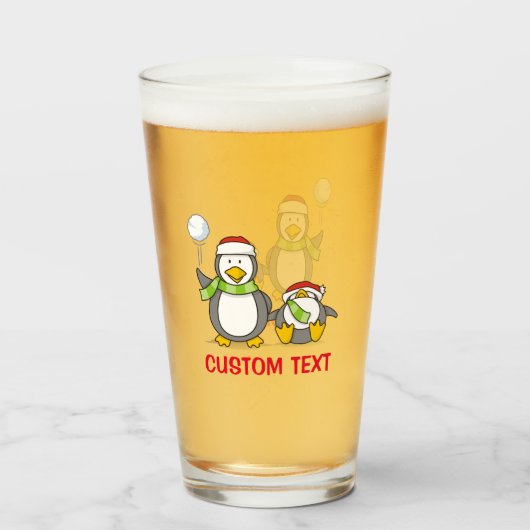 クリスマススノーボールペンギン タンブラーグラス (ドリンク正面)
