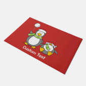 クリスマススノーボールペンギン ドアマット (アングル)