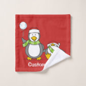 クリスマススノーボールペンギン バスタオルセット (ウォッシュタオル)