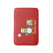 クリスマススノーボールペンギン バスマット (正面縦)