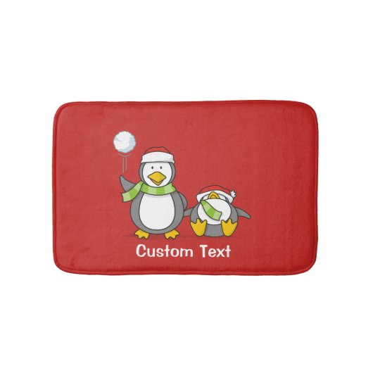 クリスマススノーボールペンギン バスマット (正面)
