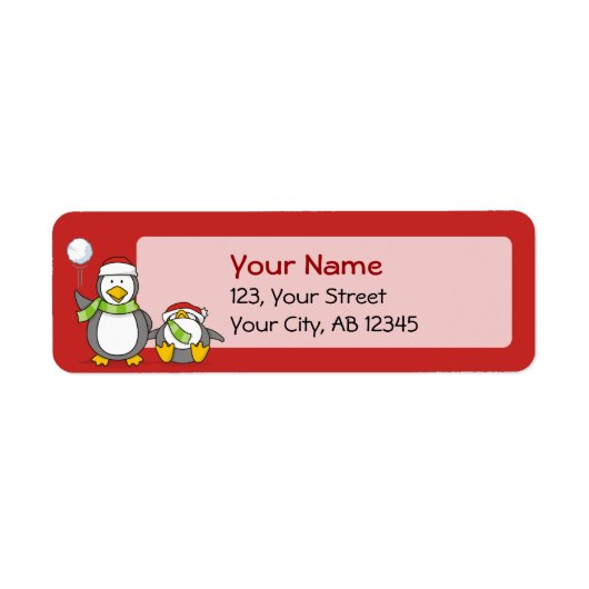 クリスマススノーボールペンギン ラベル (正面)