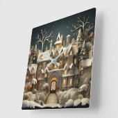 クリスマススノーマイナーストーリーブックワンダーランド スクエア壁時計 (傾斜)