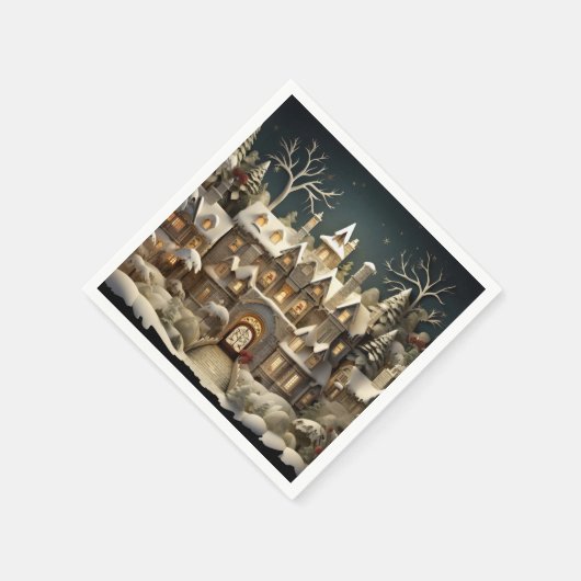 クリスマススノーマイナーストーリーブックワンダーランド スタンダードカクテルナプキン (角)