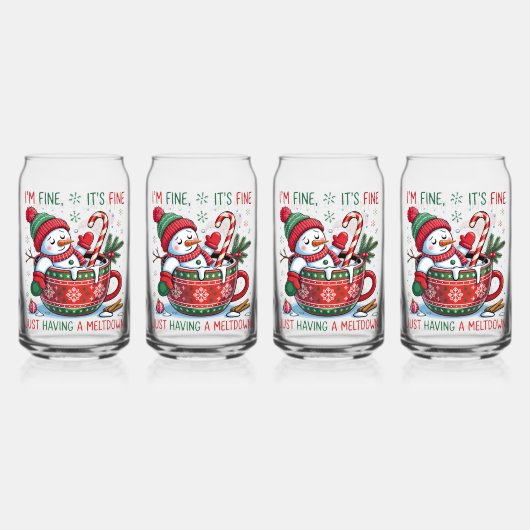 クリスマススノーマンのドリンクウェアセット ガラス缶 (裏面)