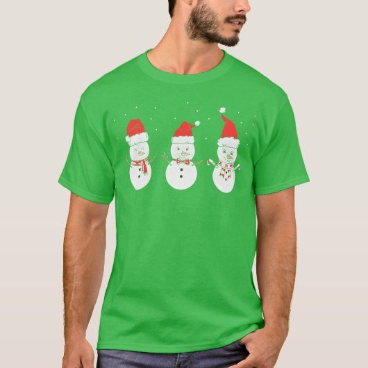 クリスマススノーマンズクリスマスマスレフードヴィンテージ Tシャツ (正面)