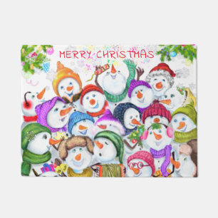 クリスマススノーマンズドormat ドアマット