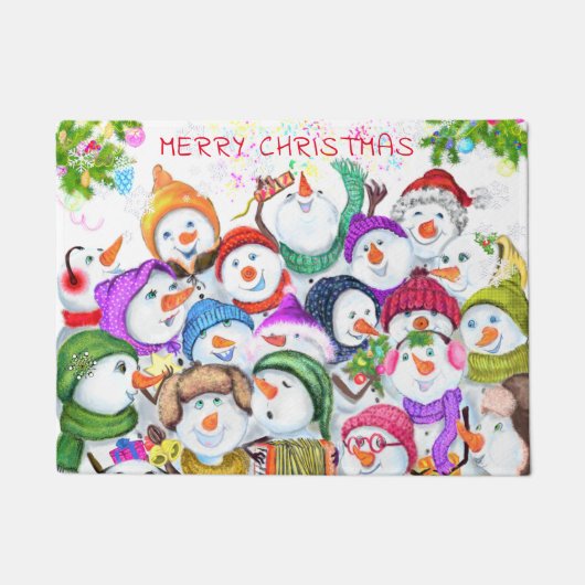 クリスマススノーマンズドormat ドアマット (正面)