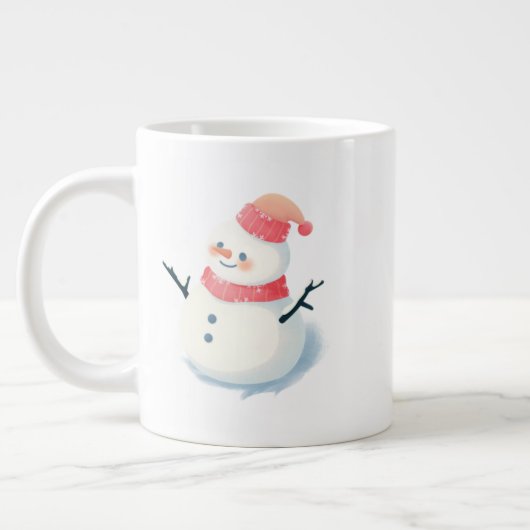 クリスマススノーマンマグ – 輝くホリデーココア ジャンボコーヒーマグカップ (左)