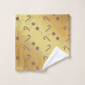 クリスマススノーマン熱チョコレートとキャンディーケーン バスタオルセット (ウォッシュタオル)