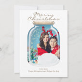 クリスマススノーメイソンの瓶フォトカパーソナライズされたード 招待状 (正面)