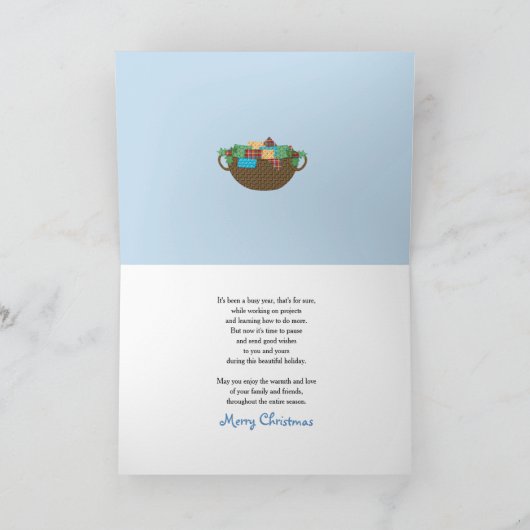 クリスマススノーレディークラフターキルター雪のシーンカー カード (内部)