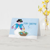 クリスマススノーレディークラフターキルター雪のシーンカー カード (黄色い花)