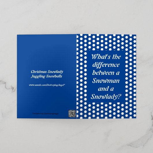 クリスマススノーレディージャグリングスボーおもしろいルカスタムズ 箔グリーティングカード (外側レイダウン)