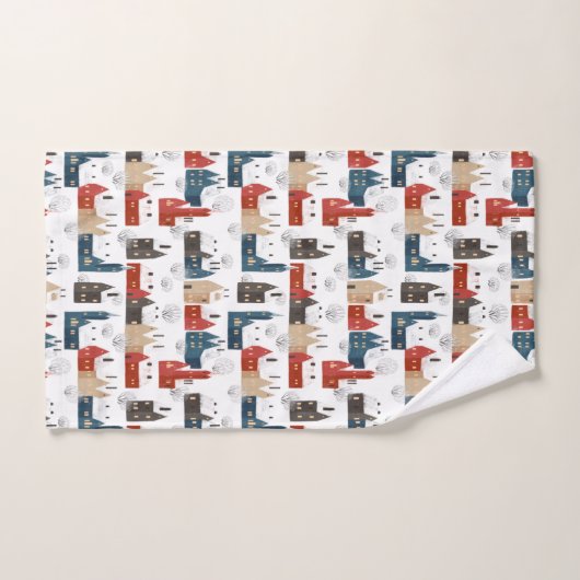 クリスマススノーヴィレッジコージーフェスティバルノスタルジック バスタオルセット (ハンドタオル)