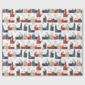 クリスマススノーヴィレッジコージーフェスティバルノスタルジック ラッピングペーパー (フラット)