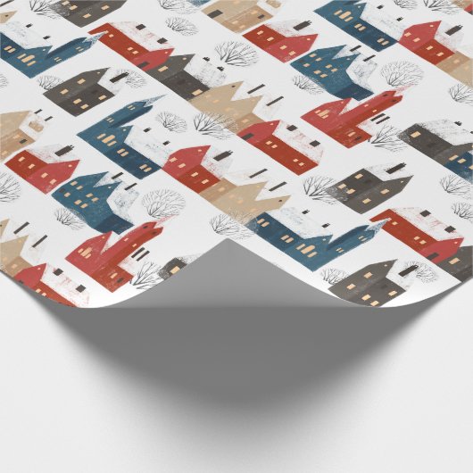 クリスマススノーヴィレッジコージーフェスティバルノスタルジック ラッピングペーパー (角)