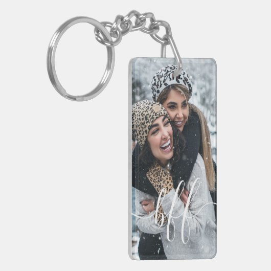 クリスマススノー写真&脚本文字フ最高のレンド キーホルダー (正面左)