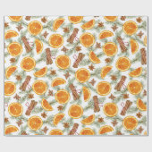 クリスマススパイスと柑橘類オレンジスライス ラッピングペーパー (フラット)