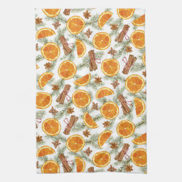 クリスマススパイスオレンジのシナモンとアニス キッチンタオル