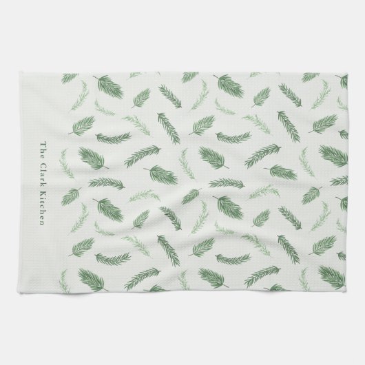 クリスマススパイスパターパーソナライズされたンホリデー キッチンタオル (横)