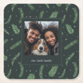 クリスマススパイスパターンフォトギャラリー スクエアペーパーコースター (正面)