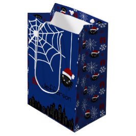 クリスマススパイダーの可愛いギフトバッグ 名入れ可能 ミディアムペーパーバッグ