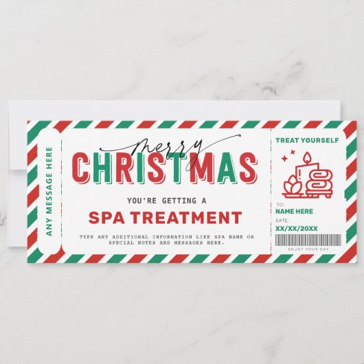 クリスマススパギフト伝票証明書マッサージ (正面)