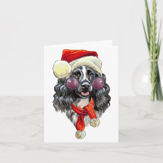 クリスマススパニエル犬の犬は日付を保存 案内状 (正面)