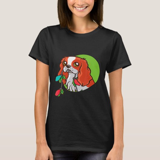 クリスマススパニエル犬デザイン – かわいい動物ティー Tシャツ (正面)