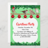 クリスマススパローパーソナライズされた 招待状 (正面/裏面)