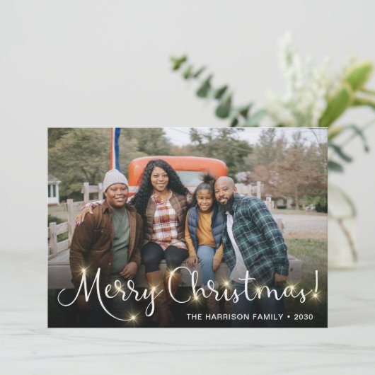 クリスマススパークル写真ホリデーカード シーズンカード (スタンド正面)