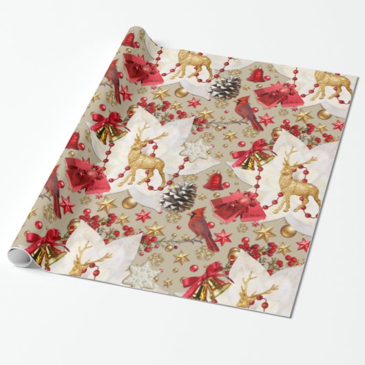 クリスマススパークル包装紙 ラッピングペーパー (アンロールド)