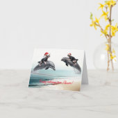 クリスマススフィンクスとドルフィンカード カード (黄色い花)