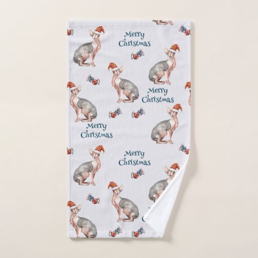 クリスマススフィンクス猫ギフト、クリスマス休日の装飾 ハンドタオル (ハンドタオル)