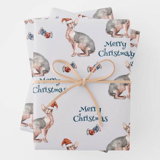 クリスマススフィンクス猫ギフト、クリスマス休日の装飾 ラッピングペーパーシート (インサイチュ)