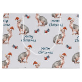 クリスマススフィンクス猫ギフト、クリスマス休日の装飾 ラージペーパーバッグ (正面)