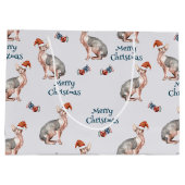 クリスマススフィンクス猫ギフト、クリスマス休日の装飾 ラージペーパーバッグ (裏面)