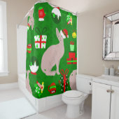 クリスマススフィンクス猫サンタ シャワーカーテン (インサイチュ)