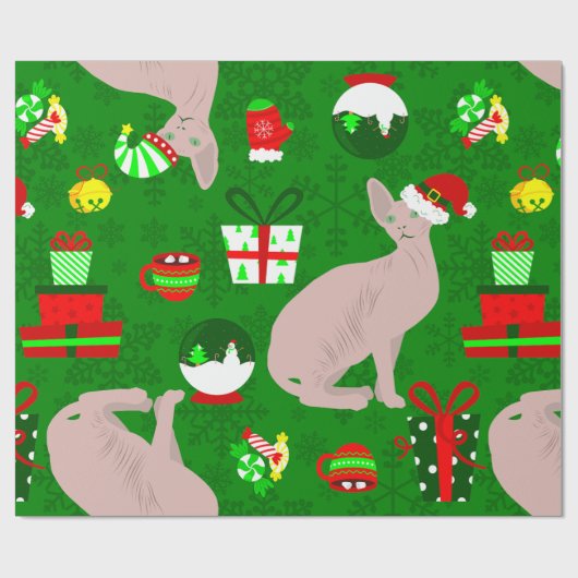 クリスマススフィンクス猫サンタ ラッピングペーパー (フラット)