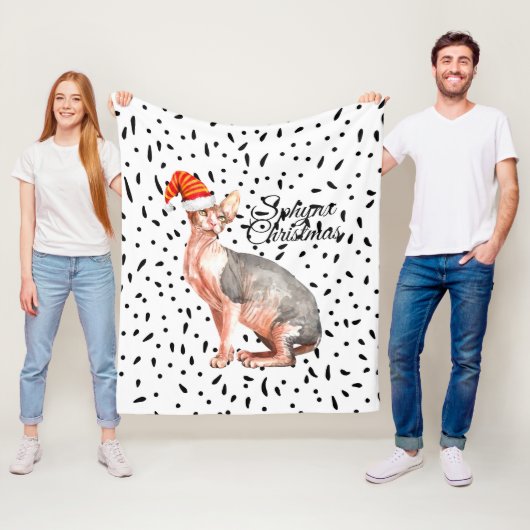 クリスマススフィンクス猫 フリースブランケット (インサイチュ)