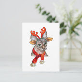 クリスマススフィンクス猫Tシャツ買い物袋ポスター ポストカード (スタンド正面)