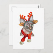 クリスマススフィンクス猫Tシャツ買い物袋ポスター ポストカード (正面/裏面)