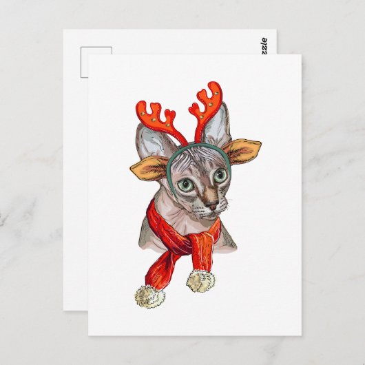 クリスマススフィンクス猫Tシャツ買い物袋ポスター ポストカード (正面/裏面)